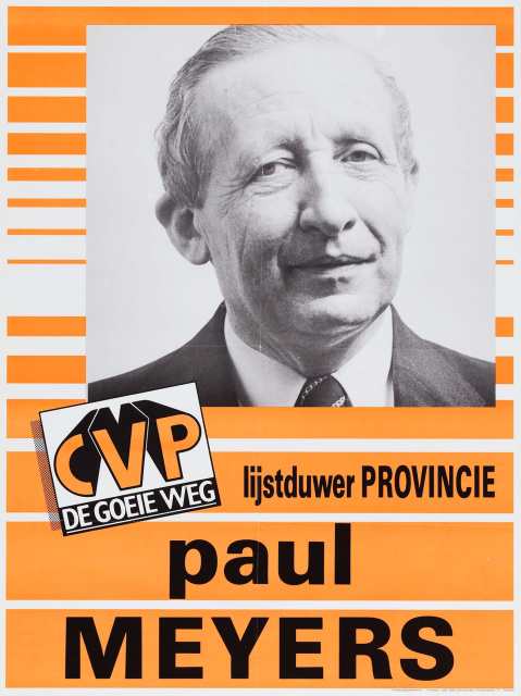 Affiche van Paul Meyers voor de provinciale verkiezingen van 13 oktober 1985. (KADOC, kcb003145)