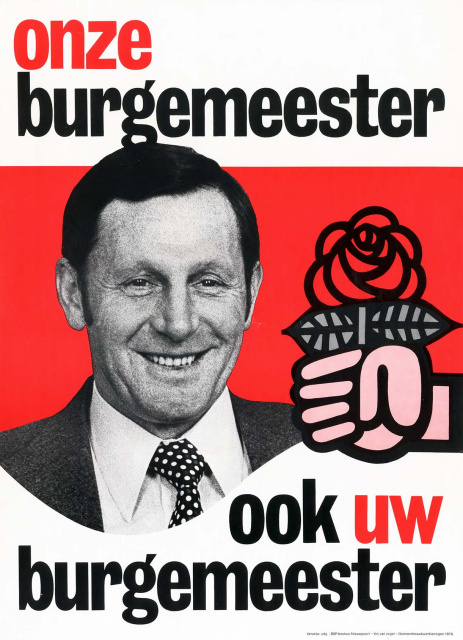 Verkiezingsaffiche van Georges Mommerency voor de gemeenteraadsverkiezingen van 1976. (Amsab-ISG, af000636)