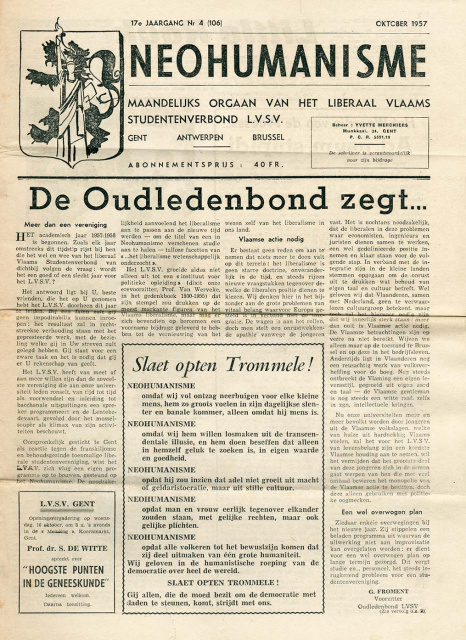 Omslag van Neohumanisme, jg. 17, oktober 1957, nr. 4. (ADVN, VY900000783)