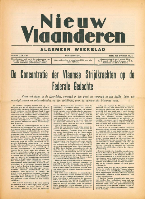 Omslag van Nieuw Vlaanderen, jg. 1, 1935, nr. 33. (ADVN, VY900073)