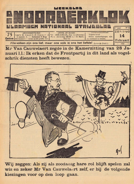 Voorpagina van De Noorderklok, jg. 7, 14 februari 1932, nr. 6. (ADVN, VY900010)