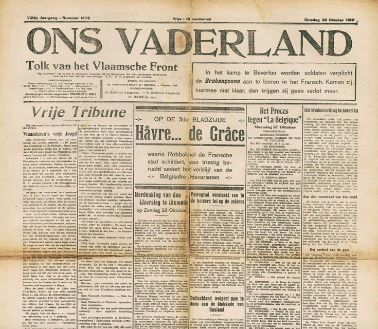 Voorpagina van Ons Vaderland, jg. 5, 1919, nr. 1679. (ADVN)
