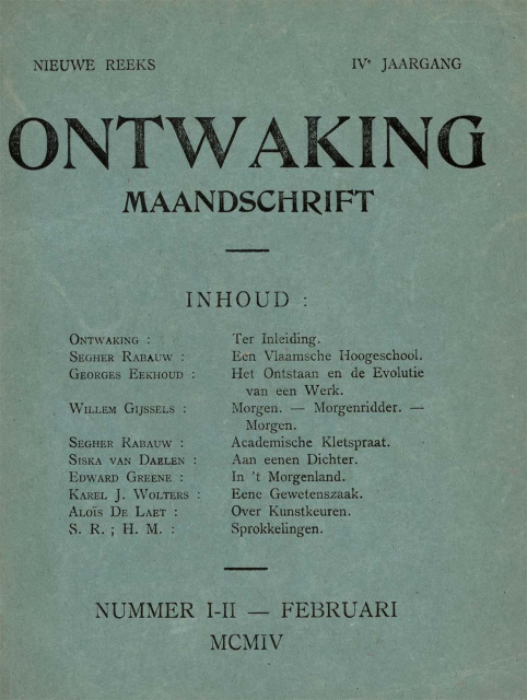 Omslag van Ontwaking, jg. 4, nr. 1-2, 1904.