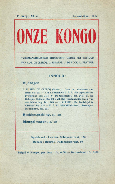 Omslag van Onze Kongo, jg. 4, 1914 nr. 4. (ADVN, VY1456)
