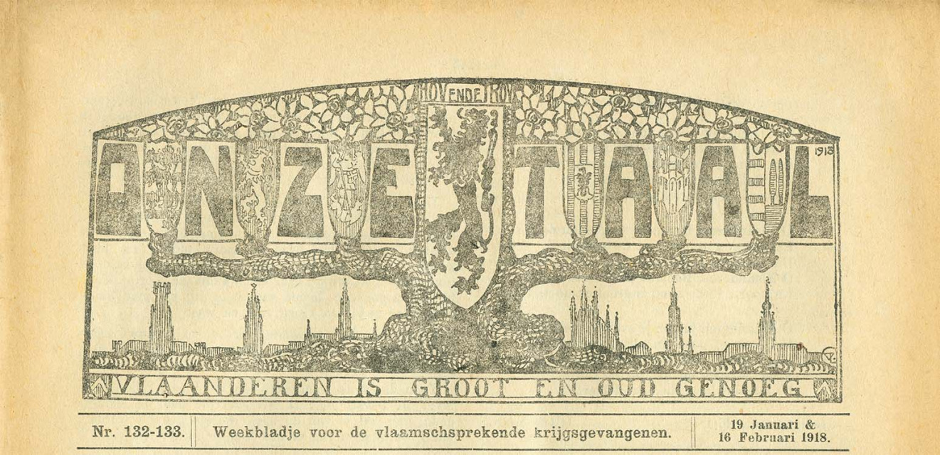 Hoofding van het weekblad Onze Taal, 19 januari 1918. (ADVN)
