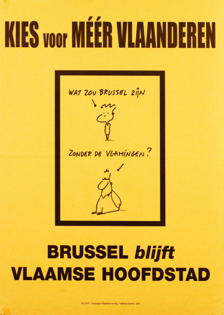 Campagne van het Overlegcentrum van Vlaamse Verenigingen, met een cartoon van Ian, ca. 1996. (VAFA2079)