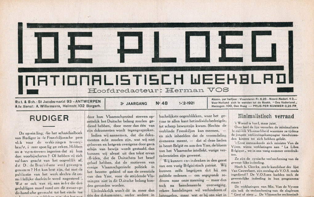 Voorblad van De Ploeg, jg. 3, 1 december 1921, nr. 48. (ADVN, VY900120)