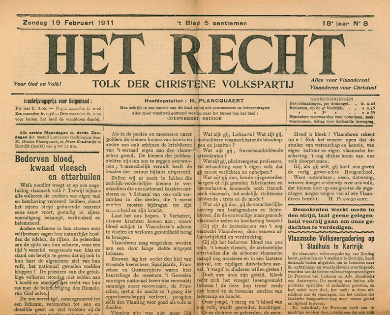Omslag van Het Recht, 19 februari 1911. (ADVN, VY900000/464)