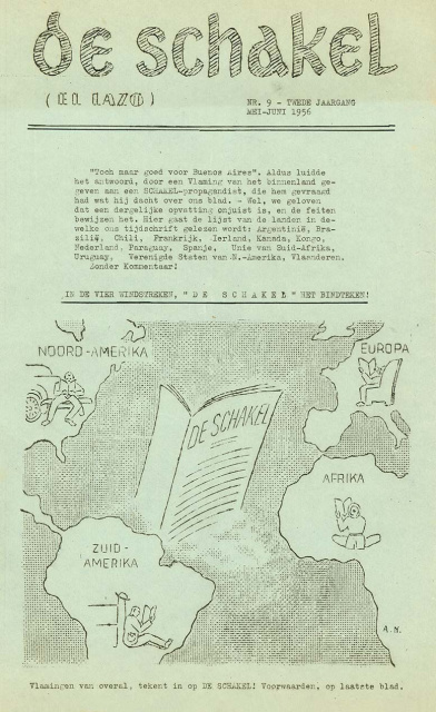 Omslag van De Schakel - El Lazo, jg. 2, 1956, nr. 9. (ADVN, VY2339)