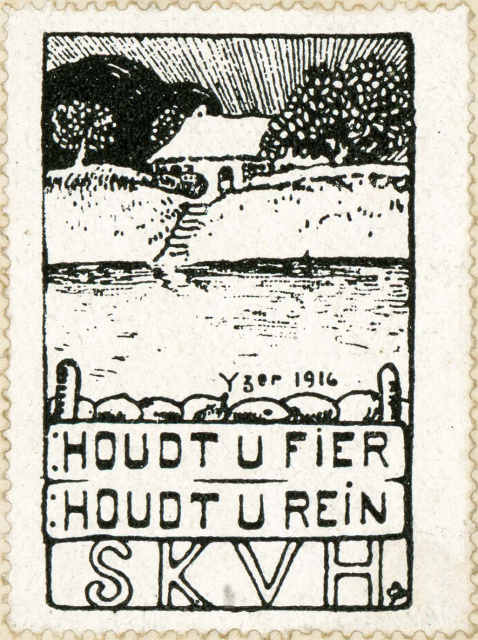 Sluitzegel van het SKVH, 1916. Ontwerp Joe English. (ADVN, VGCA 36)