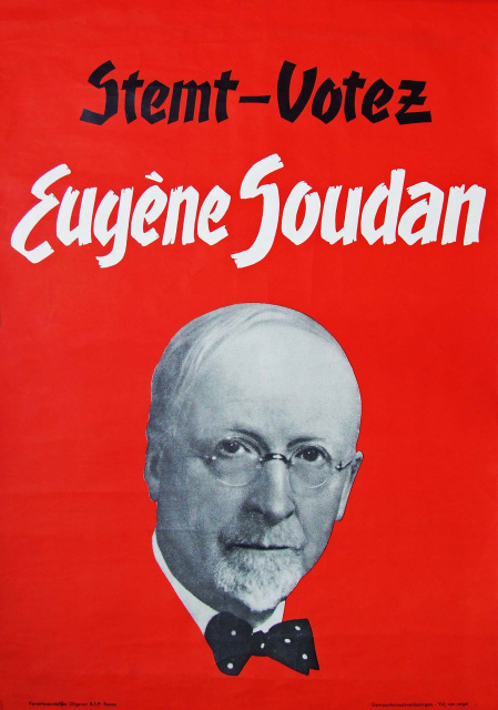 Affiche van Eugène Soudan (Belgische Socialistische Partij) voor de gemeenteraadsverkiezingen van 1946 in Ronse. (Amsab-ISG, af002791)