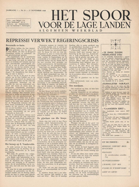 Omslag van Het Spoor voor de Lage Landen, jg. 1, 1948, nr. 25. (ADVN, VY900020)