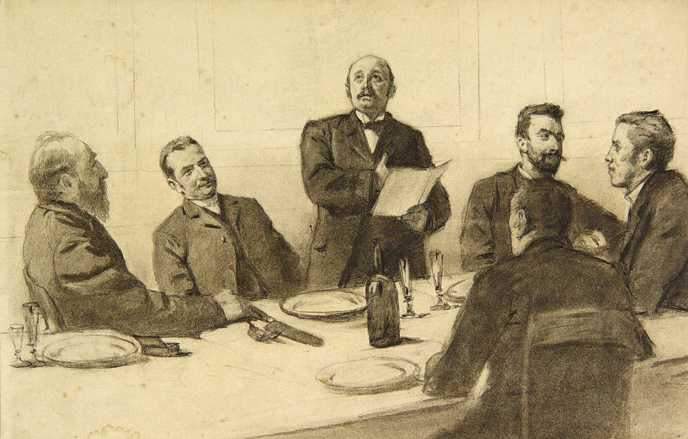 Taalverbond. Tekening Henri Luyten, 1890. (Collectie Stad Antwerpen, Letterenhuis, tglhtk1998)