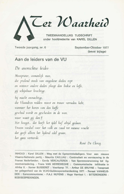 Omslag van Ter Waarheid, jg. 2, 1977, nr. 6. (ADVN, VY233)