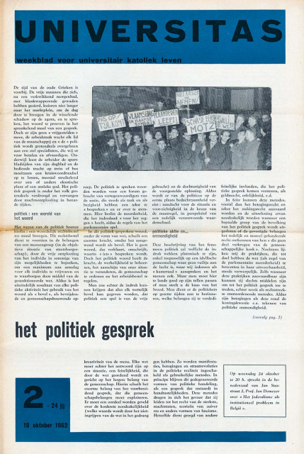 Voorblad van Universitas, jg. 24, 19 oktober 1962, nr. 2. (ADVN, VY900049)