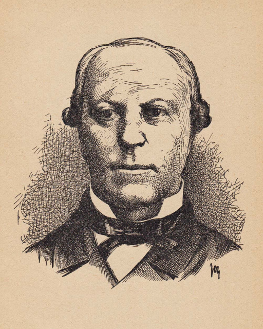 Emmanuel van Straelen, stichter van Met Tijd en Vlijt. Tekening Joz de Swerts, verschenen in Schets van eene geschiedenis der Vlaamsche studentenbeweging door Lodewijk Dosfel, 1924. (ADVN, VB2876)
