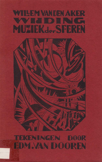 Omslag van de dichtbundel Wijding: muziek der sferen (1924), van Willem van den Aker. Ontwerp door Edmond van Dooren. (ADVN, VB12615)