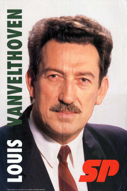 Verkiezingsaffiche van Louis Vanvelthoven (Socialistische Partij) voor de parlementsverkiezingen van 24 november 1991. (Amsab-ISG, af004697)