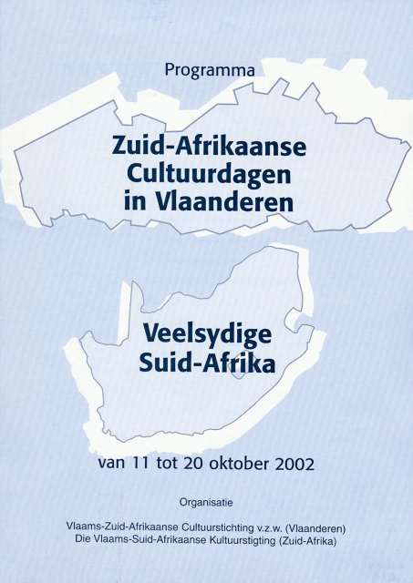 Programmaboekje van de Zuid-Afrikaanse Cultuurdagen in Vlaanderen, 2002. (ADVN, VBRB7435)