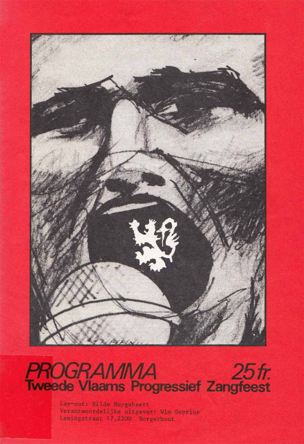 Affiche ter promotie van het tweede Vlaams Progressief Zangfeest te Deurne (Antwerpen), 1982. (ADVN, VAFA132)