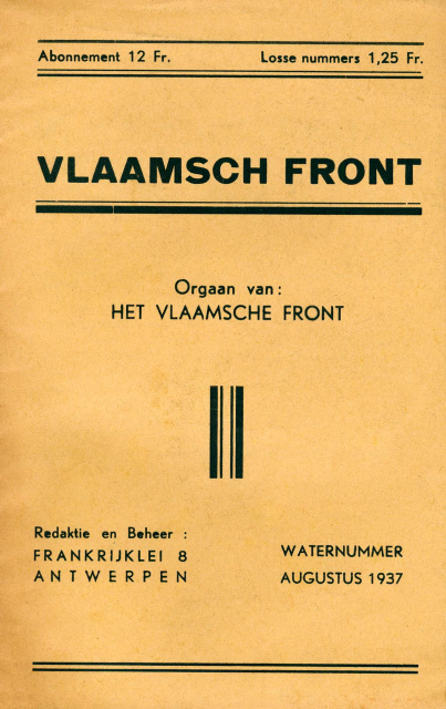 Omslag van Vlaamsch Front, augustus 1937. (ADVN, SPE1439)