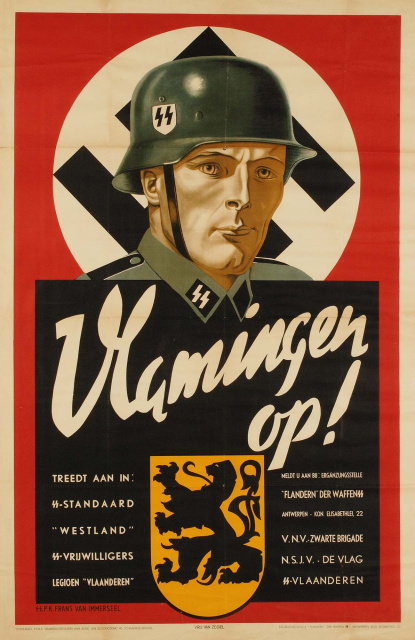 Rekruteringsaffiche van het Vlaamsch Legioen, ca. 1942. Ontwerp Frans van Immerseel. (ADVN, VAFC33)