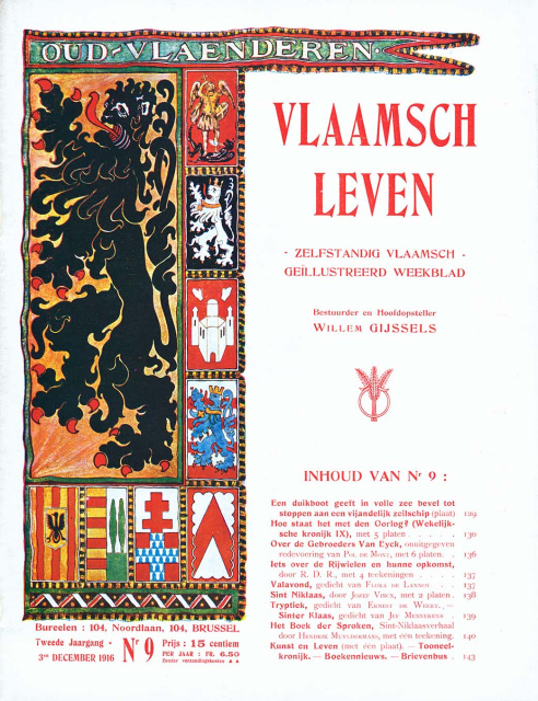 Omslag van Vlaamsch Leven, jg. 2, 3 december 1916, nr. 9. (ADVN, VY900007)