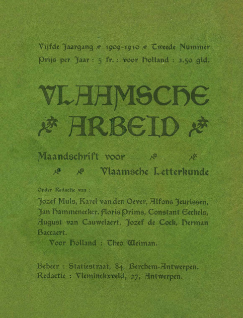 Omslag van Vlaamsche Arbeid, jg. 5, 1909-1910, nr. 2. (ADVN, VY346)
