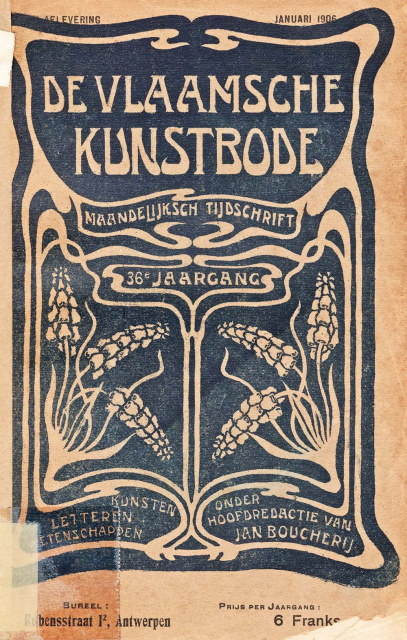 Omslag van De Vlaamsche Kunstbode, jg. 36, januari 1906. (ADVN, VY548)
