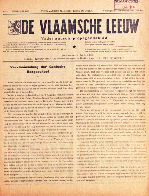 Omslag van De Vlaamsche Leeuw, 1916, nr. 4. (CegeSoma)