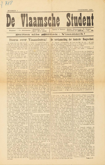 Omslag van De Vlaamsche Student, 1929, nr. 7. (Universiteitsbibliotheek Gent)