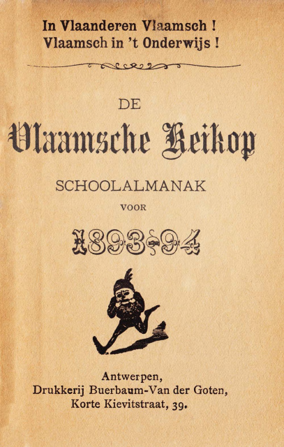 Omslag van een 'schoolalmanak 1893-94' uitgegeven door De Vlaamsche Keikop. (ADVN, VX129)