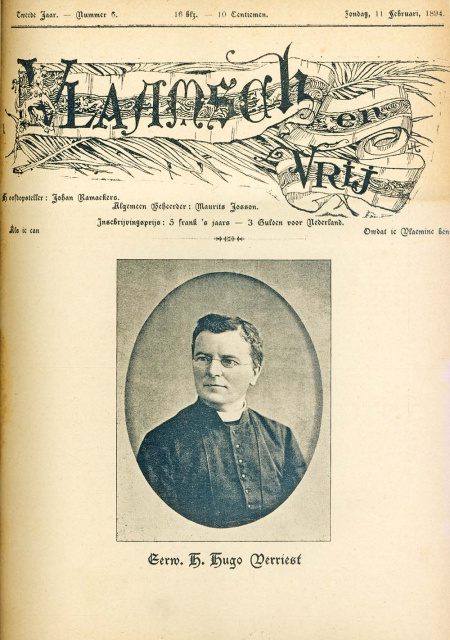 Omslag van Vlaamsch en Vrij, jg. 2, 1894, nr. 6. Met een bijdrage omtrent Hugo Verriest. (ADVN, VY900000