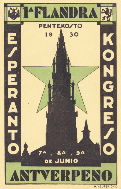 Promotie voor het Eerste Esperanto Congres, Antwerpen, juni 1930. (ADVN, VPR1659)