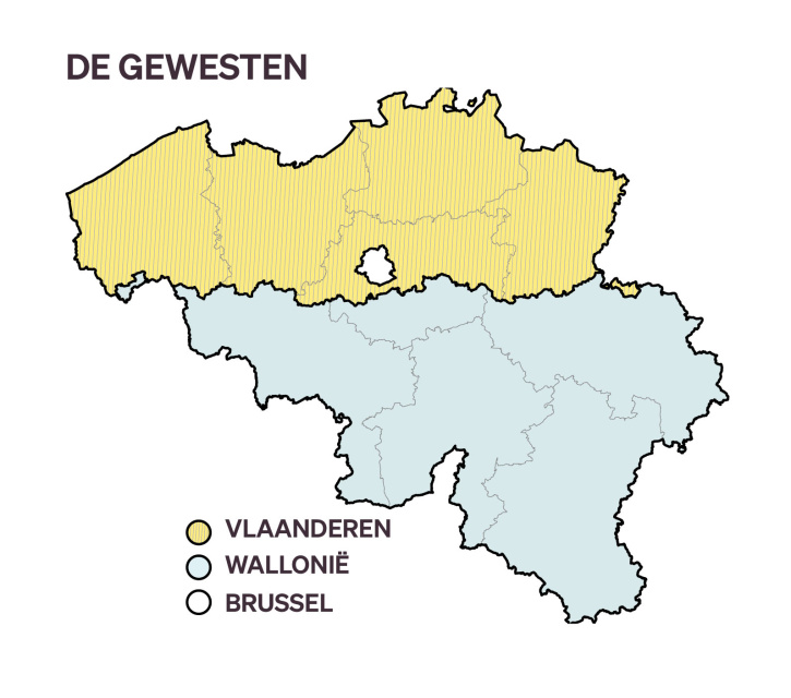 De Gewesten. (Kaart Vlaams Parlement)