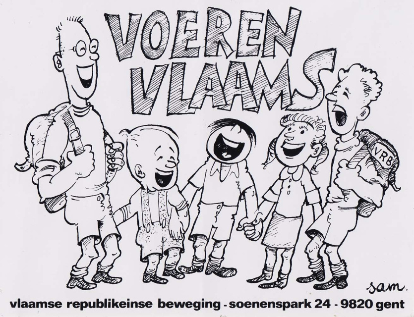 Zelfklever van de Vlaamse Republikeinse Beweging 'Voeren Vlaams', s.d. (ADVN)