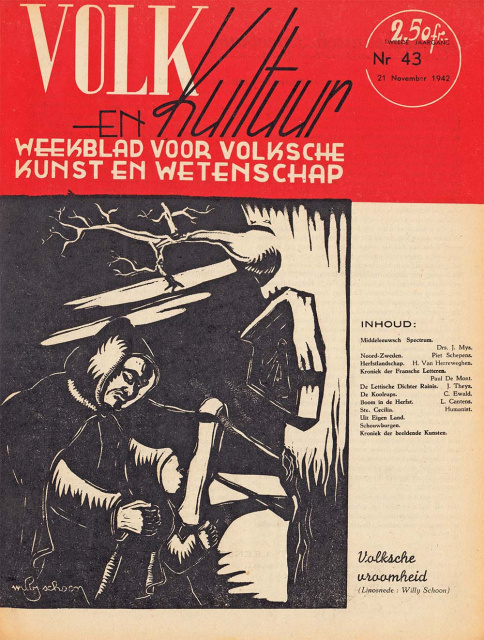Omslag van Volk en Kultuur, jg. 2, 1942 nr. 43. (ADVN, VY114)
 