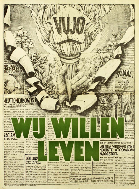 Affiche van de Volksunie-Jongeren (VUJO), 1978. Ontwerp Frans Croes. (ADVN, VAFA1153)