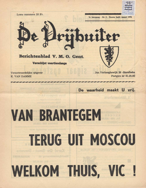 Omslag van het blad De Vrijbuiter, jg. 7, maart 1970, nr. 5. (ADVN, VY528)
