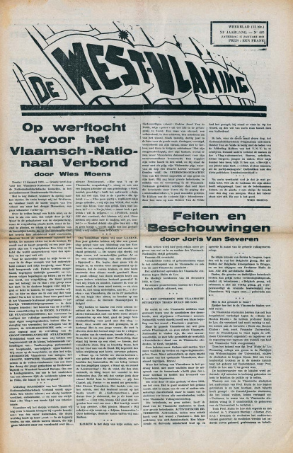 Voorpagina van De West-Vlaming, jg. 9, 17 januari 1931, nr. 485. (ADVN, VY900237)