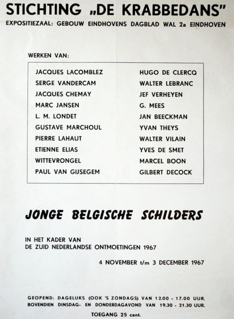 Expo 'Jonge belgische schilders in het kader van de Zuid Nederlandse Ontmoetingen', 1967.
