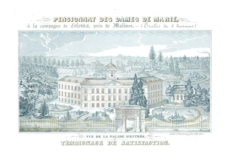 Zoals in veel dure kostscholen voor de elite en de gegoede burgerij was ook in het ‘Pensionnat des dames de Marie’ in Mechelen Frans de voertaal, ca. 1850. (Liberas, P1632)