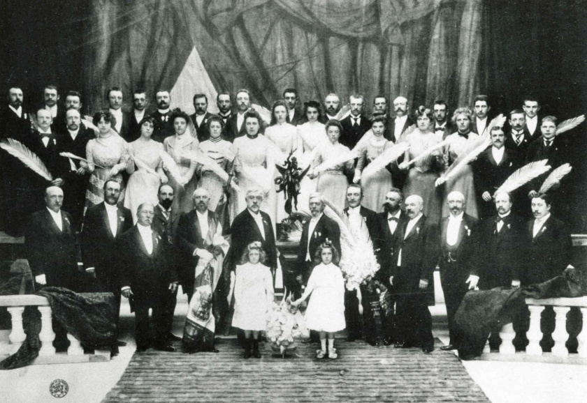 Feestelijkheden naar aanleiding van het 25-jarige bestaan van de Willemfondsafdeling Nieuwpoort, 18 augustus 1901. (Liberas)