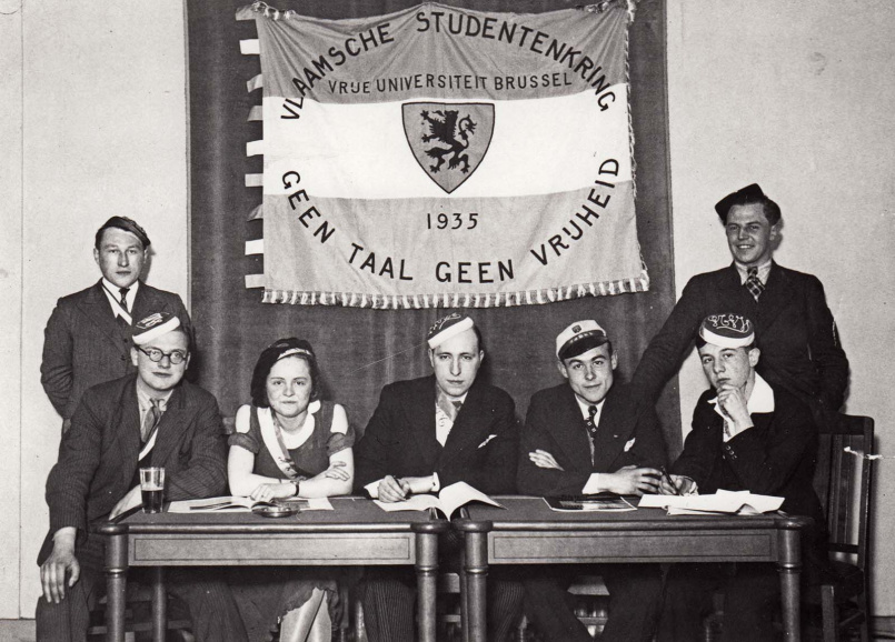 Bestuursleden van de Vlaamse studentenkring Geen Taal Geen Vrijheid, 1935. (CegeSoma)