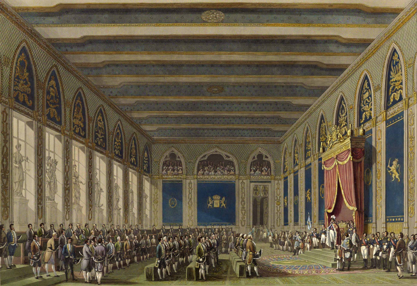 Installatie van de Staten-Generaal der Nederlanden door koning Willem I in het stadhuis van Brussel, 21 september 1815.