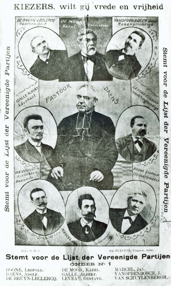 Daensistisch verkiezingspamflet voor de gemeenteraadsverkiezingen in Aalst, 1899. (ADVN, VFD44)