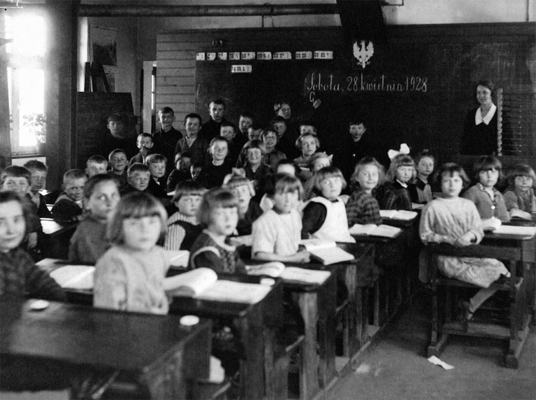 Klaslokaal van een Poolse school in Waterschei, 1928. (Rijksarchief Hasselt)