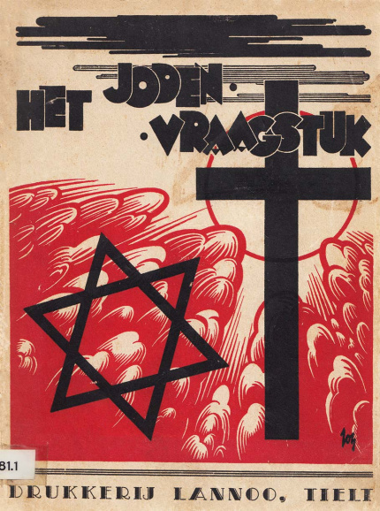De titelillustratie van deze publicatie (1934), suggereert onverzoenbaarheid tussen judaïsme en katholicisme. (ADVN, VB7381)