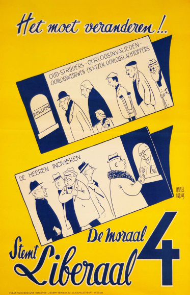 Affiche van de Liberale Partij voor de parlementsverkiezingen van 1954. (Liberas)