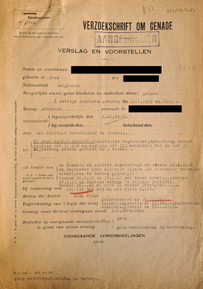Kort verslag waarin de procureur-generaal een eventuele strafvermindering of soms volledige kwijtschelding van een straf motiveerde. (Algemeen Rijksarchief)